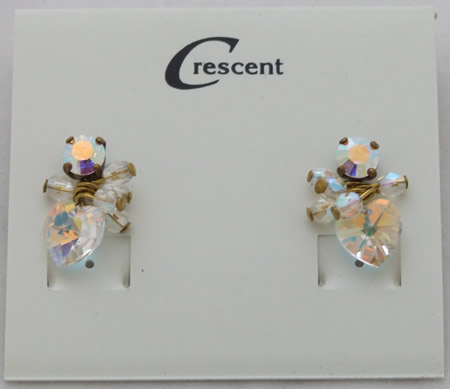 Swarovski Crystal Pierce Earring small hearts - Gold backed