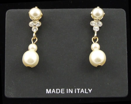 Ivory Pearl topped Earring in Gold with Ivory Pearl Drops