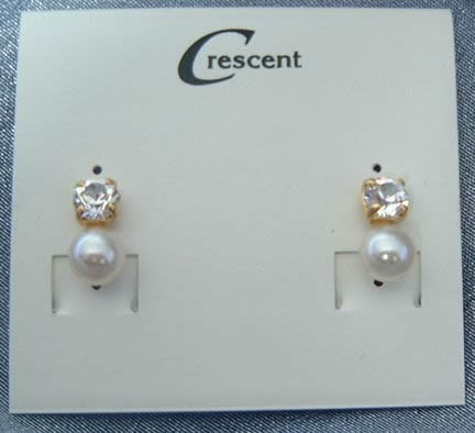 Diamante and pearl dot pierce earring - GOLD backed
