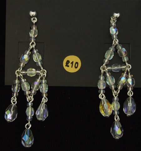 Pierced ab reflective crystal chandelier earrings