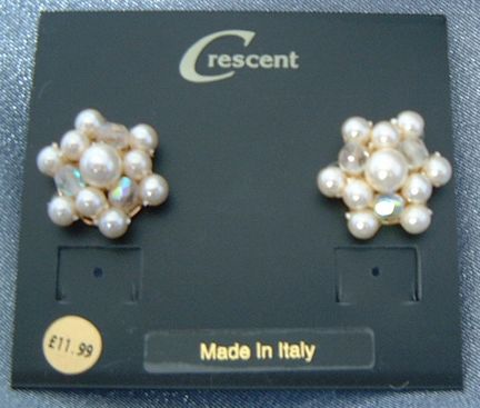 Pearl and crystal cluster earring - GOLD backed