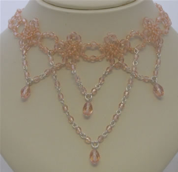 Peachy pink glass bead necklace