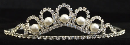 White pearl and diamante tiara.