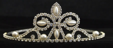 White pearl and diamante tiara