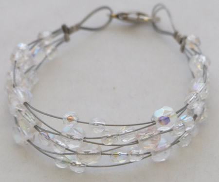 Silver Wire Bracelet Interwoven with AB Crystal