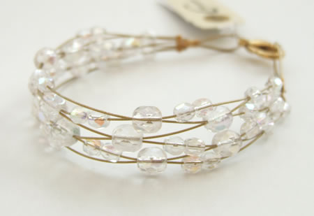Gold Wire Bracelet Interwoven with AB Crystal