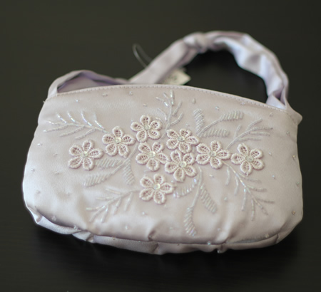 Light Purple Fabric Beaded Bag