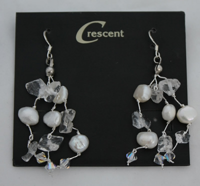 Mixed Freshwater Pearl and Crystal Earrings