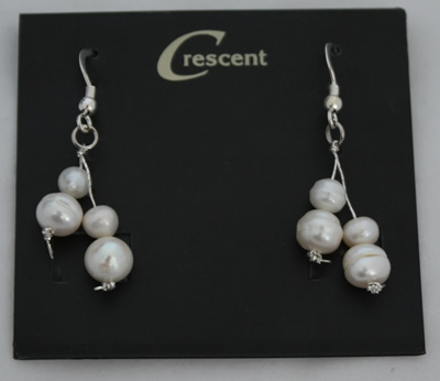 Image of Freshwater Pearl and Crystal Clusters Earrings