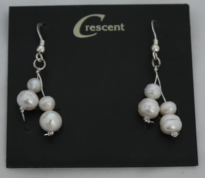 Freshwater Pearl and Crystal Clusters Earrings