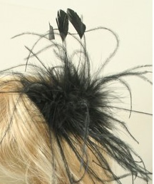 Black Feather Fascinator on a Comb