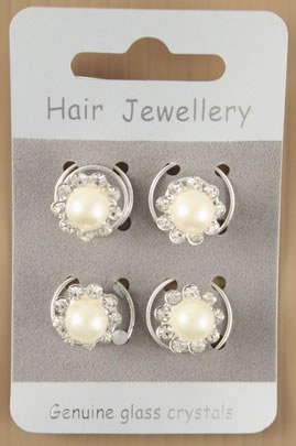Pearl Bead and Crystal Hair Coils