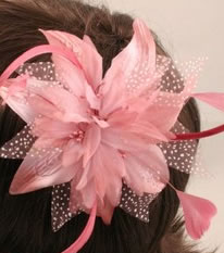 Pink Feather and Flower Fascinator