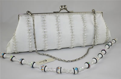 White Diamante Fabric Bag