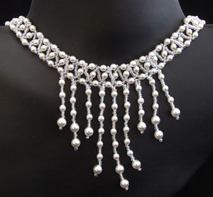 White Beaded Collar Choker