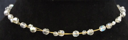 Gold Interwoven double wire ab crystal necklace