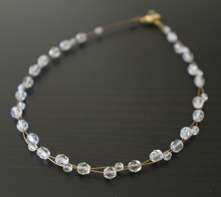Gold Interwoven Double Wire Plain Crystal Necklace 