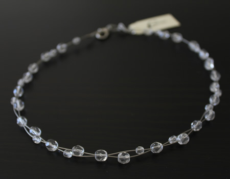 Silver Wire Plain Crystal Woven Strand Necklace