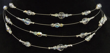 4 silver wire graduated crystal ab necklace