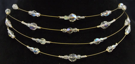 4 strand graduated gold wire / ab crystal necklace
