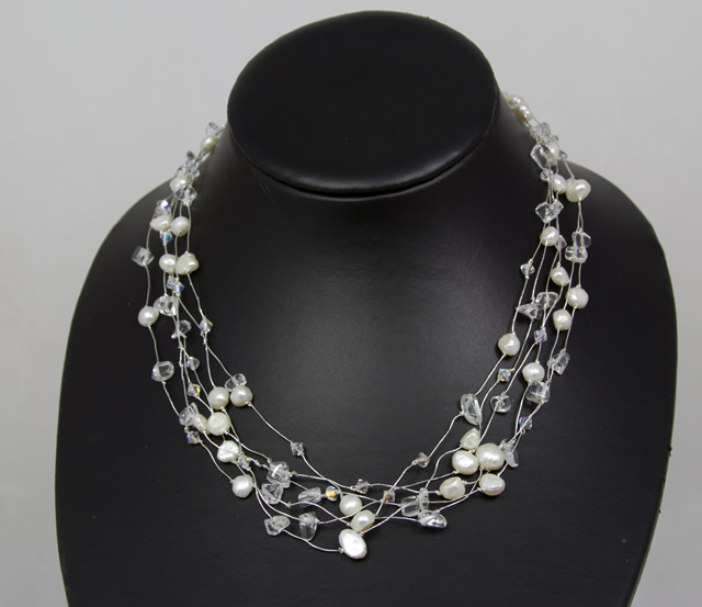 Image of Freshwater Pearl and Crystal Random Necklace