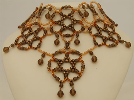 Bronze Gold and Beige Glass Beaded Choker