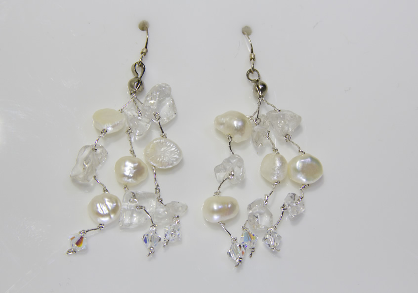 Image of Mixed Freshwater Pearl and Crystal Earrings