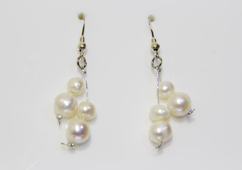Image of Freshwater Pearl and Crystal Clusters Earrings