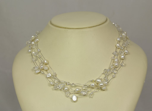 Image of Freshwater Pearl and Crystal Random Necklace
