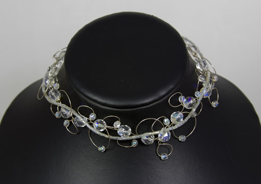 Image of AB Crystal choker on looped silver wire