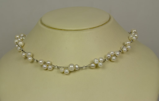 Image of Freshwater Pearl and Crystal Clusters Necklace