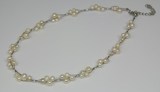 Image of Freshwater Pearl and Crystal Clusters Necklace